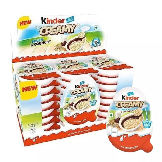 20x19g Kinder Creamy Milky and Crunchy  Packung. mhd 12.05.25