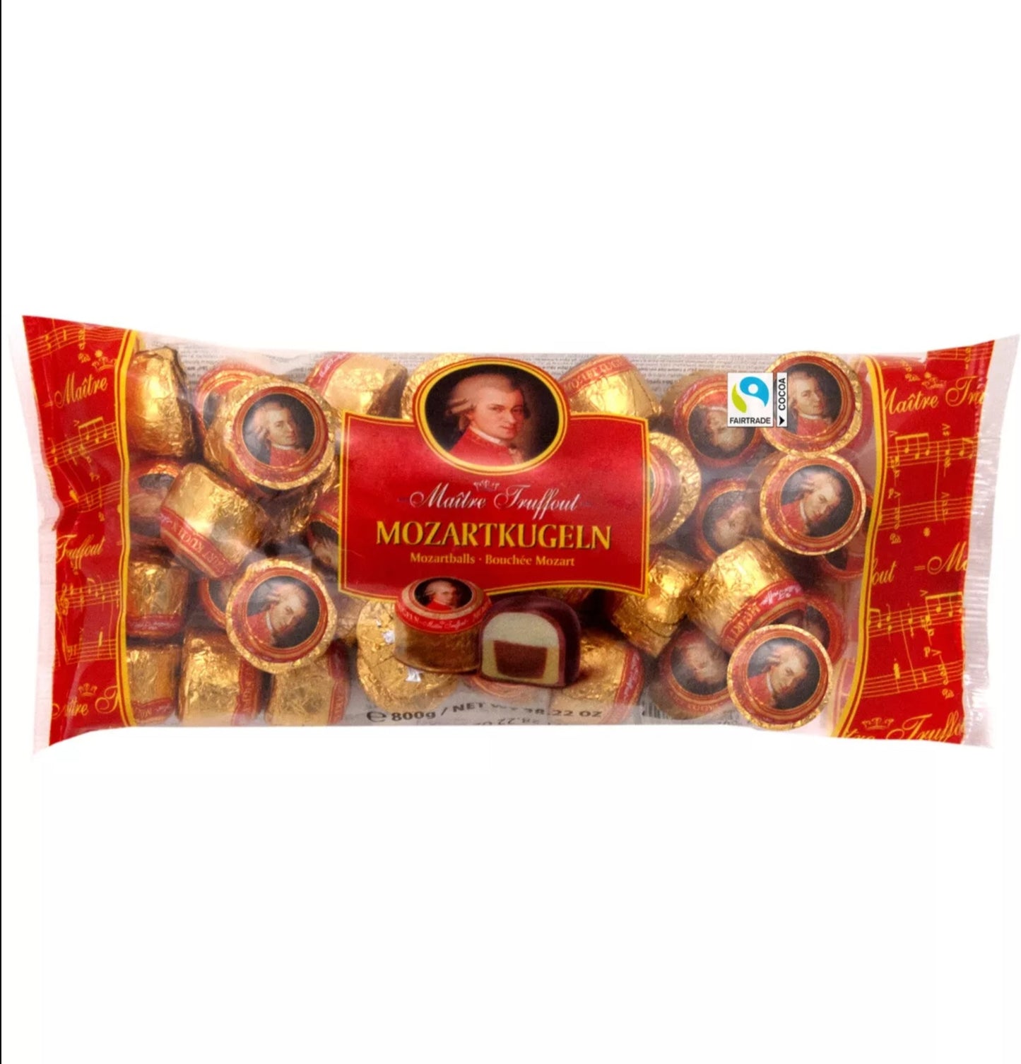 800g Mozartkugeln gefüllt mit Pistazienmarzipan Haselnussnougat